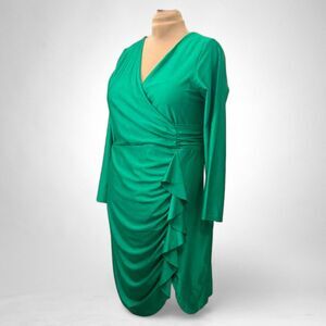 B. DARLIN Ruffled Bodycon Green Mini Dress, NWT! Size 22W